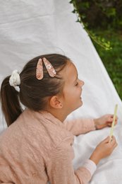 Set mit 3 Terrakotta-Haarspangen: flauschig und blumig, Herbststimmung