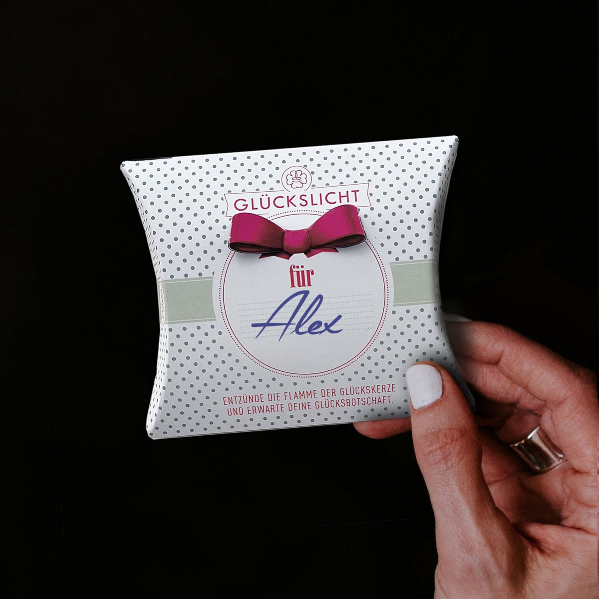 Luz de la suerte / En caja de regalo con lazo recortado 🎀 / Puntos / Luz de la suerte para... / personalizable