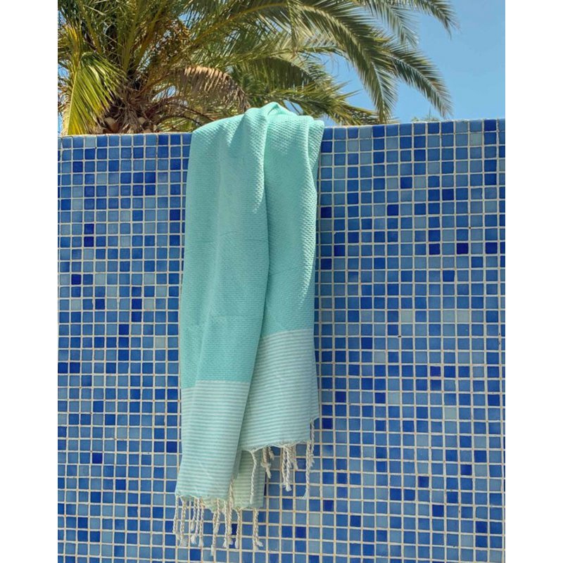 Hammam Towel Fouta Waffle Stripes - Mint - 100x200cm