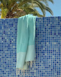 Toalla de Hammam Fouta Waffle Rayas - Menta - 100x200cm