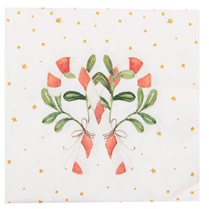 Serviettenpapier, 20er-Set, 33 x 33 cm (20), weißes rotes Papier, Zuckerstangen-Weihnachtsserviettenpapier