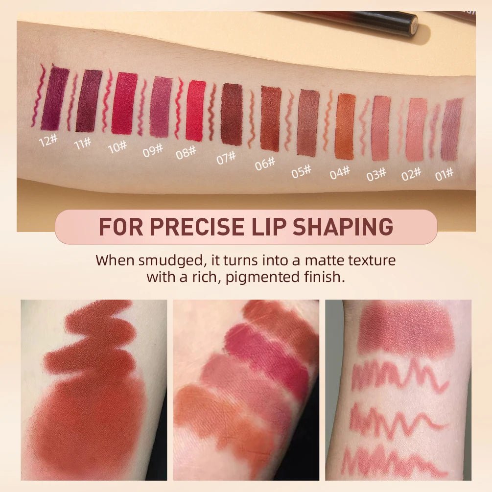 QIBEST 2pcs Lipstick Lipliner Pen Set Matte Fluwelen Lip Liner Potlood Contour Make-Up Sexy Rode Lip Stick Langdurige cosmetica