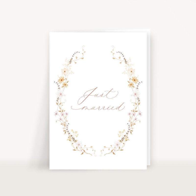 Folding card for the wedding "just married" romantic flower (PU = 10 pieces)