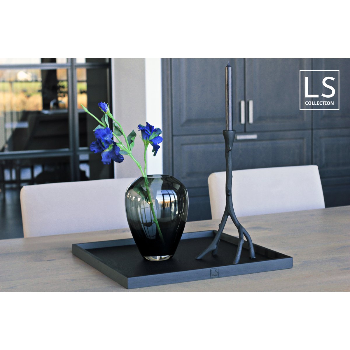 LS Collection® - Kwadrat 50x50cm - Taca - Taca na świece - Taca na świece - Deska do serwowania - Taca drewniana - Taca drewniana - Taca - Dekoracja - Akcesoria domowe - Czarny mat