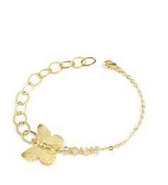 Bracelet papillon plaqué or 18 carats et cristal Golden Shadow
