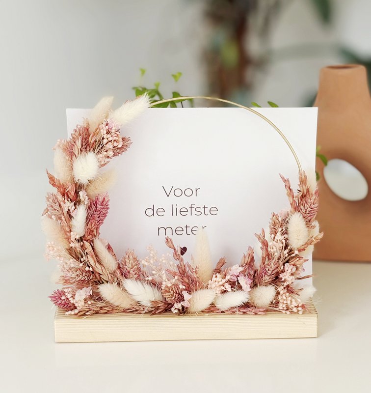 Blomsterbøjle 19x16x7cm i glimmerkasse pink