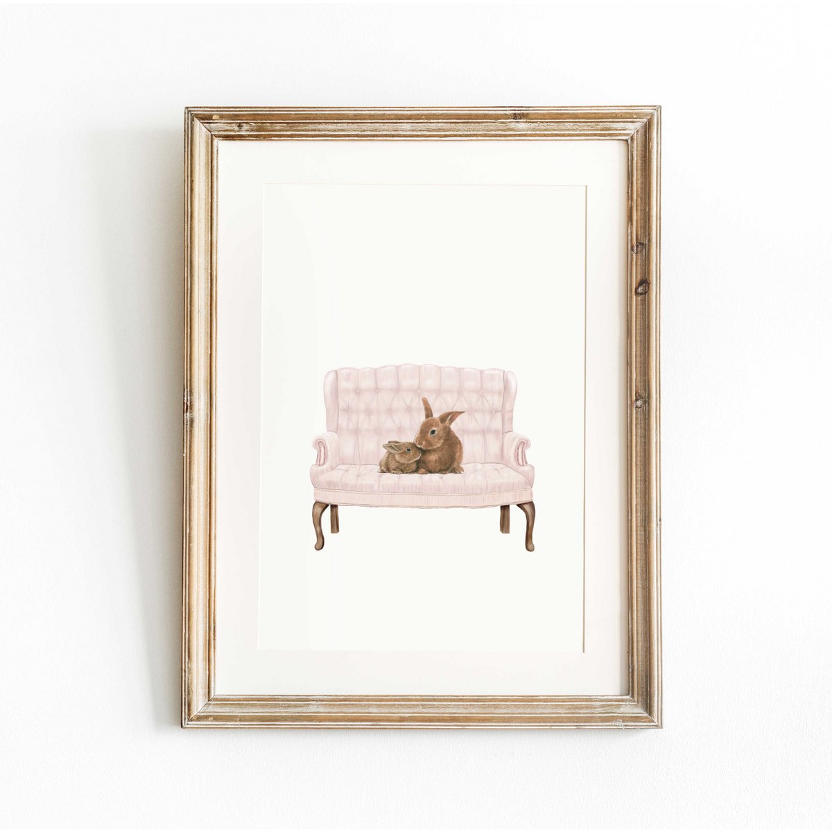 Bunny nursery art print, mother and baby, bunny poster, cute bunny poster, pink girls room poster, easter poster, cute bunny print, girls nursery art print, girls room