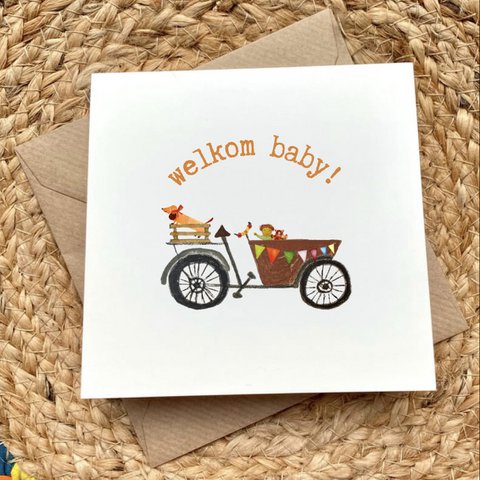 Kaart Baby Bakfiets met Hond