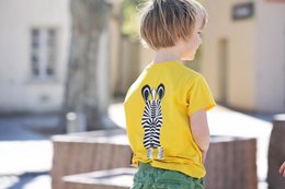 Kortærmet t-shirt til børn, økologisk bomuld, gul, Zebra