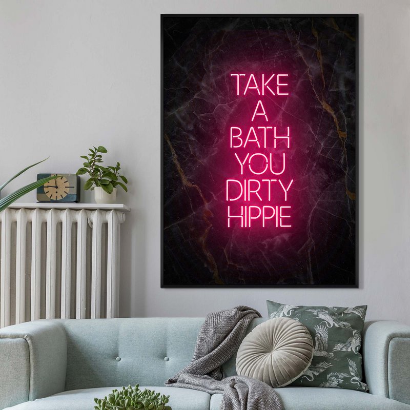 Fai un bagno con stampa hippie in marmo nero
