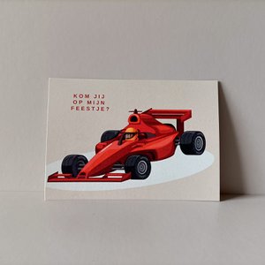 10 uitnodigingskaarten kinderfeestje • racewagen • set van 10 stuks