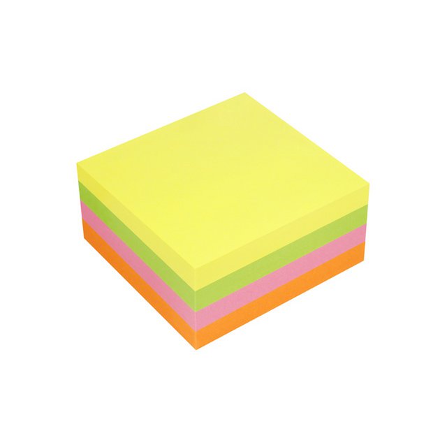 Info notes 75x75mm ass. felle kleuren blok a 320 vel geel, rose, groen, oranje