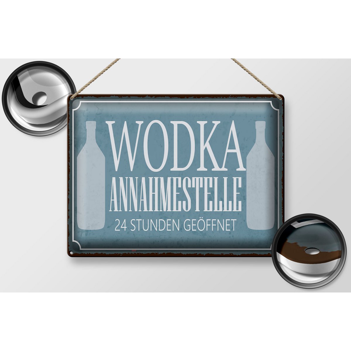 Tin sign saying 40x30cm Vodka acceptance point 24 hours