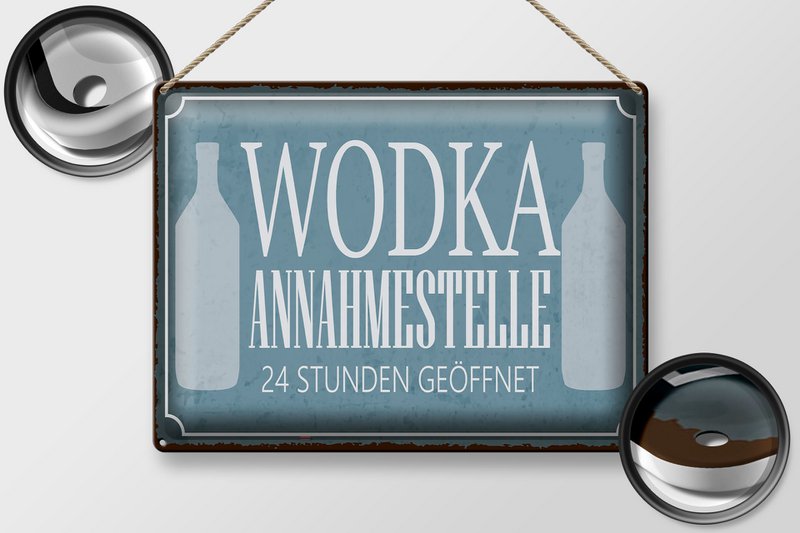 Tin sign saying 40x30cm Vodka acceptance point 24 hours
