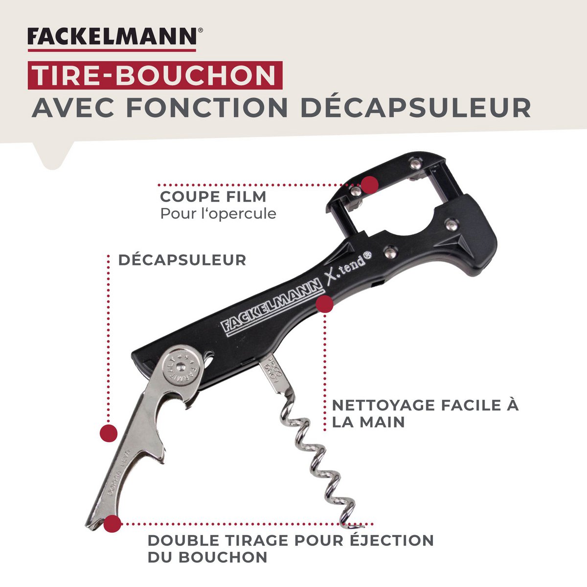 Corkscrew bottle opener 13 cm Fackelmann Bar Concept