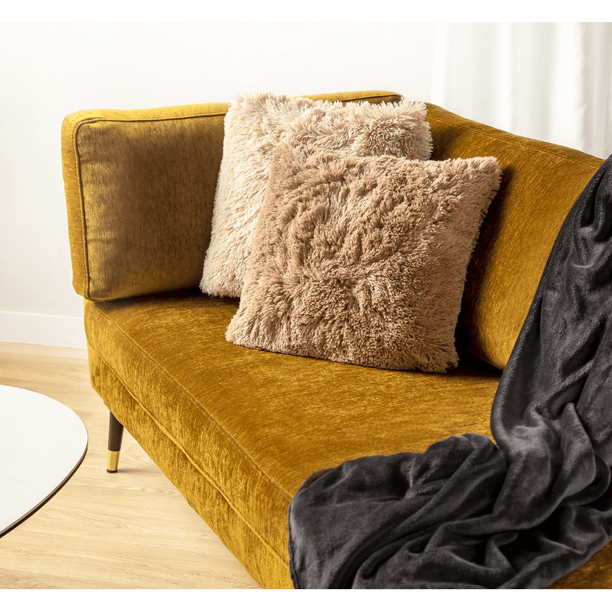Dutch Decor FLUFFY - Decorative cushion 45x45 cm - super soft - solid color - Pumice Stone - beige