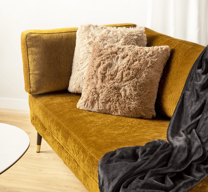 Dutch Decor FLUFFY - Decorative cushion 45x45 cm - super soft - solid color - Pumice Stone - beige