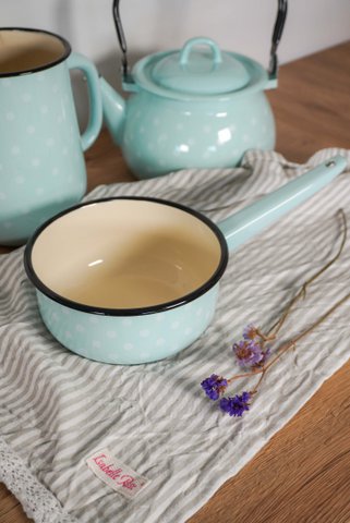 Enamel saucepan Polka dot blue 1,5L Isabelle Rose
