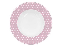 Plato hondo de porcelana Lunares rosa pastel 22 cm Isabelle Rose