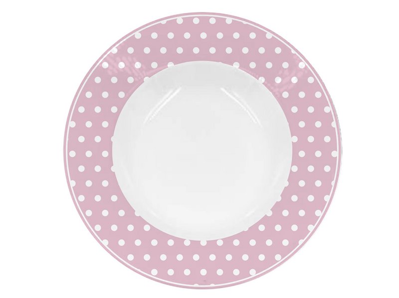 Plato hondo de porcelana Lunares rosa pastel 22 cm Isabelle Rose