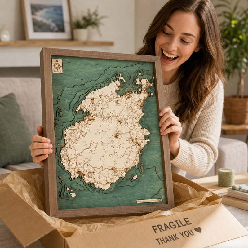 PAROS - Mapa de pared de madera 3D - versión S