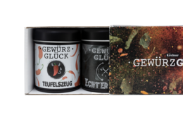 Gewürz-Glück Real Guys Gift Box - Set of 4 Spice Jars with Real Guy Steak Spice, Everyday Hero All-Round Spice, Great Tuber Potato Spice & Devil's Stuff Chili Spice