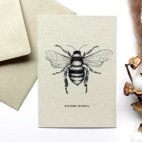 Grass paper greeting card, wild bee