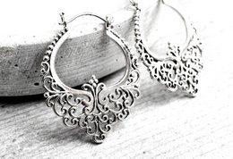 Gode ​​Karma Sølvspidse Creoler - 925 Sterling Boheme Style Øreringe OHR925-11