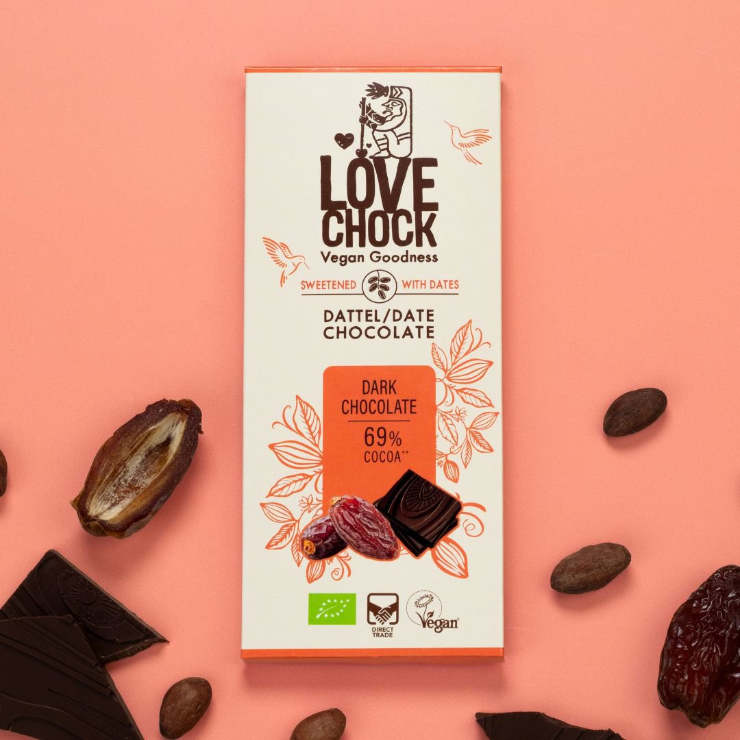 Pakke med dadelsødet chokolade - økologisk & vegansk