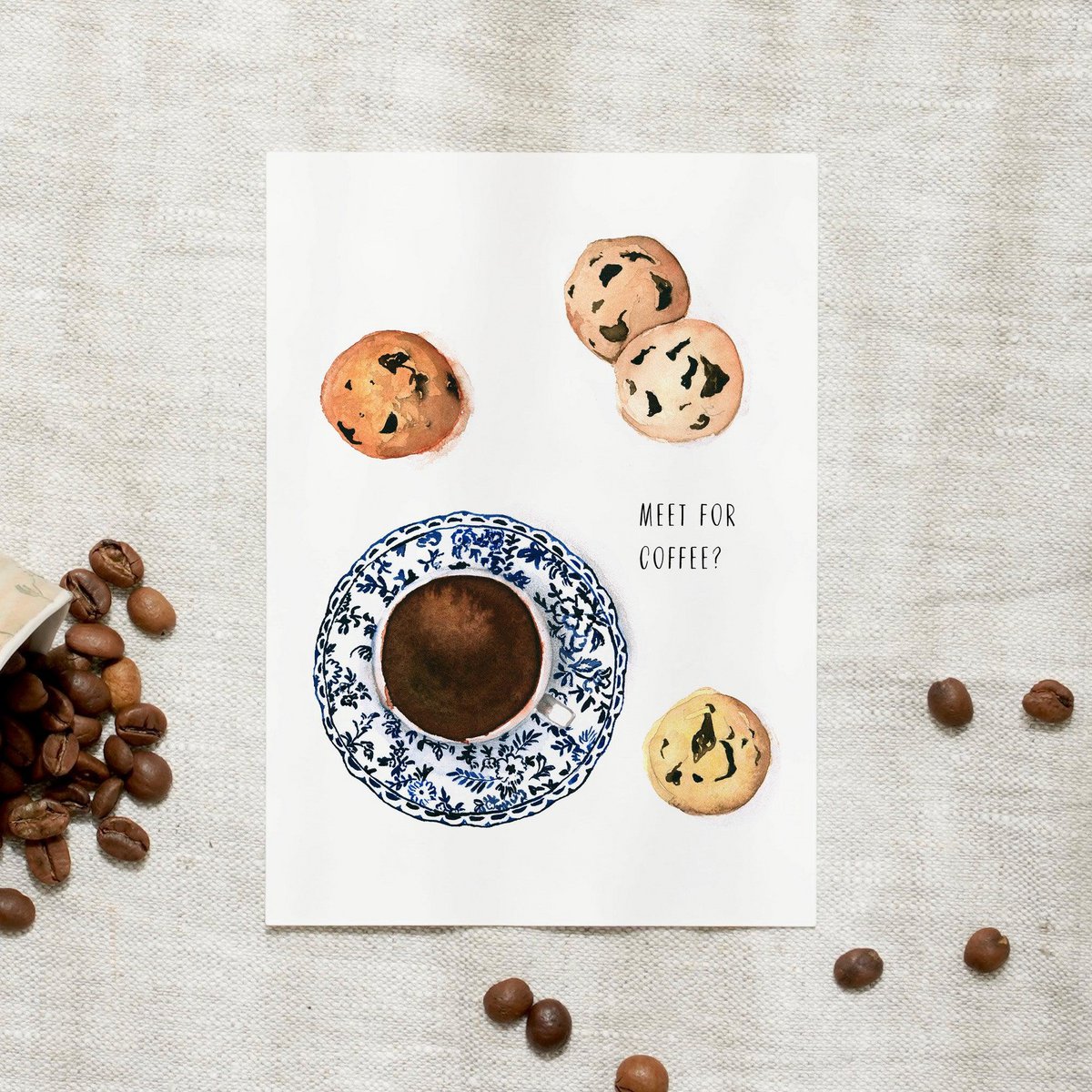 Ansichtkaart Ontmoet elkaar voor koffie