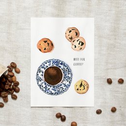 Ansichtkaart Ontmoet elkaar voor koffie