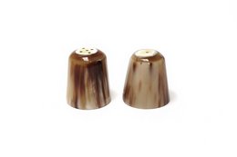 Mini set de salière poivrière en corne marbrée