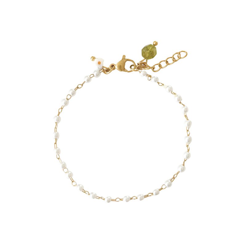 Perler & peridot armbånd - guld