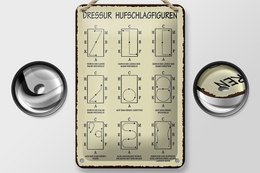 Tin sign saying 12x18cm dressage hoofbeat figures decoration