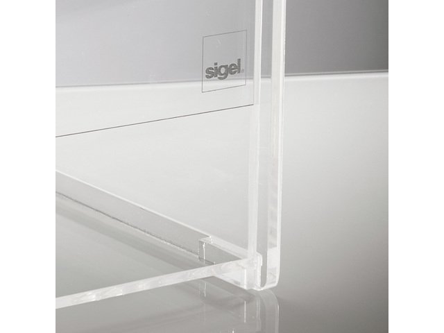 Promotional box Sigel transparent A5 21x36x21cm, including holder for pen and flyer