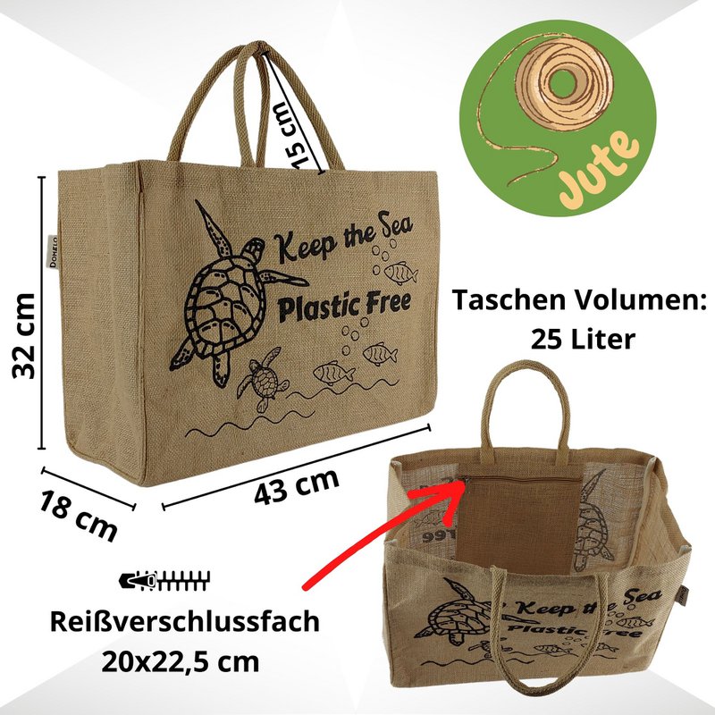 Domelo jute taske indkøbspose. Jute shopper taske. Stort vand -repellent indkøbskurv/ strandpose. Badepose XXL/ indkøbspose gaver til kvinder.