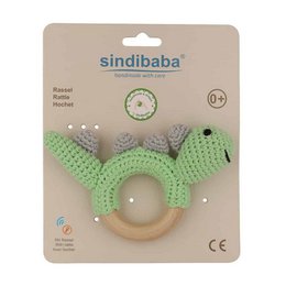 Crocheted dinosaur DINO grasping toy in green