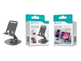 NOVOTECK Z-094 Soporte Giratorio Plegable para Teléfono - Base Metálica con Ángulo Ajustable de 360° para Smartphones y Tabletas