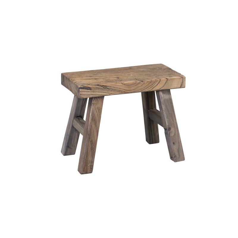 Recycled elmwood footstool 25x12x20cm