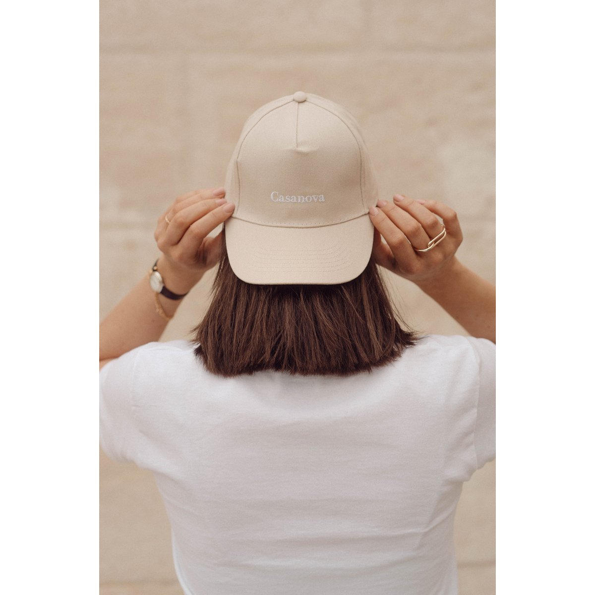 Gorra de algodón beige