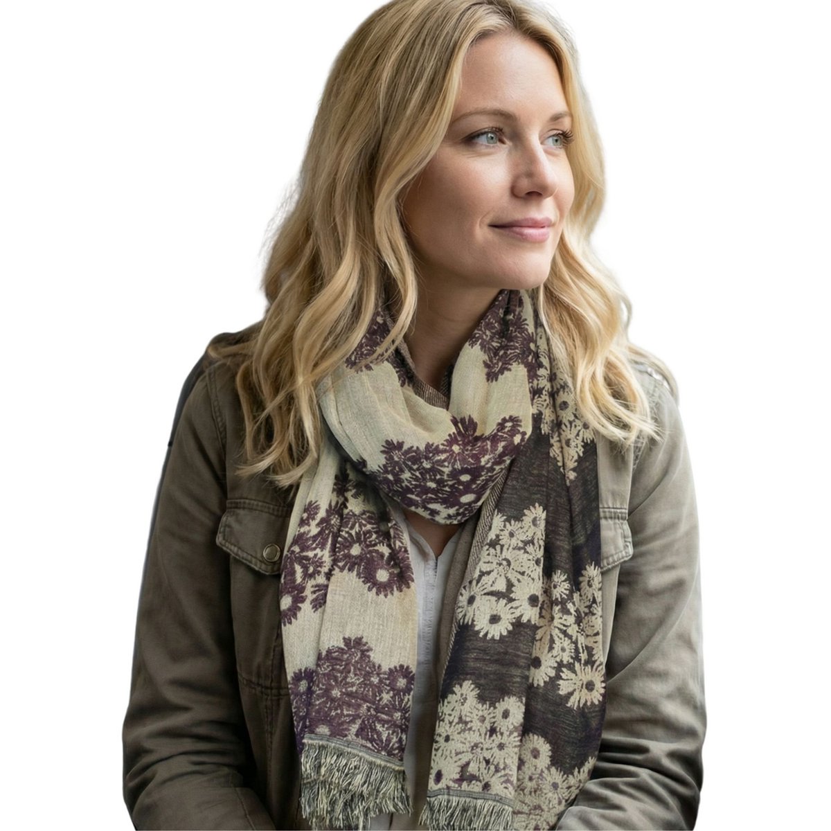 Sunsa dames sjaals, winter sjaalhals gemaakt van katoen en viscose, damesjaals voor herfst/winter, multifunctionele doek als een sjaal/sjaal of stal/schouderdoek