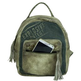 Sunsa Leder/ Canvas Rucksack. Vintage Backpack, Retro Daypack. Cityrucksack Tasche für Frauen/ Mädchen in Unikate Design. Mini Freizeitrucksack für Alltag.