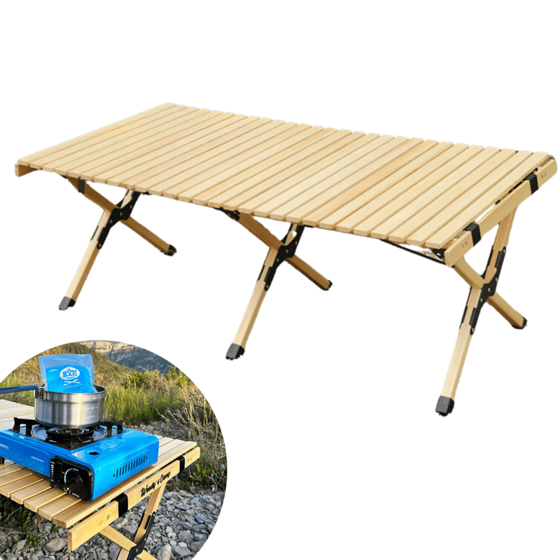 Klappbarer Holztisch zum Camping