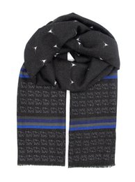 Baumwollschal mit Tierdruck in tiefem Schwarz