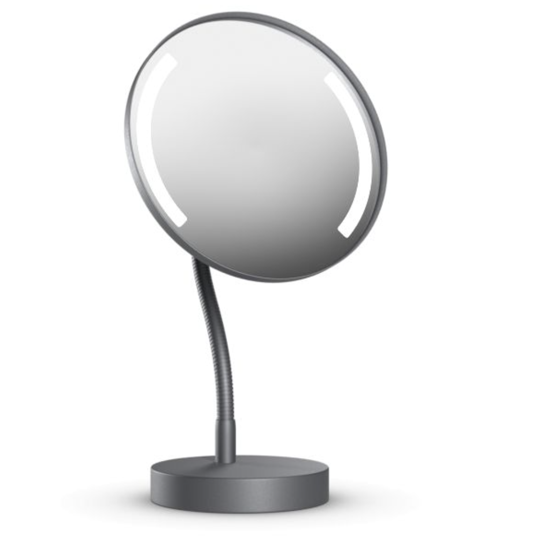 Illuminated mirror with stand and gooseneck