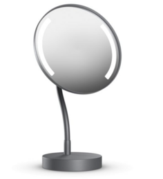 Illuminated mirror with stand and gooseneck