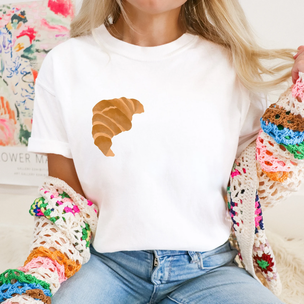 T-shirt Croissant Pasticceria - COTONE ORGANICO Simpatico regalo per maglietta croissant