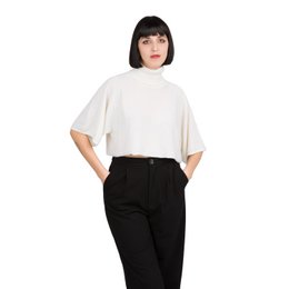 AMY - Poncho corto con cuello alto de puro cashmere