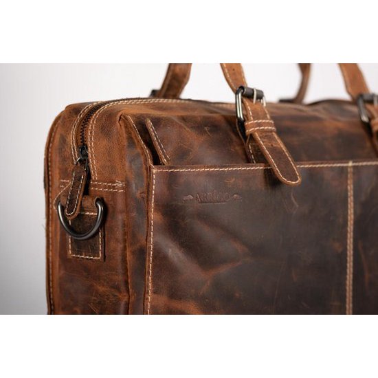 Bolso de hombro de búfalos con manijas Cognac Arrigo