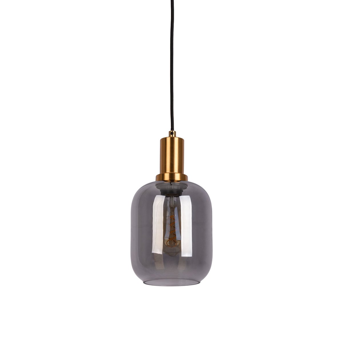 1-pendant lampa „fumo”, lampa wisiorka wykonana z metalu i szkła w kolorze czarnym, z gniazdem E14, do jadalni, salonu, korytarza lub biura, lampa wisząca 150 x 20 cm